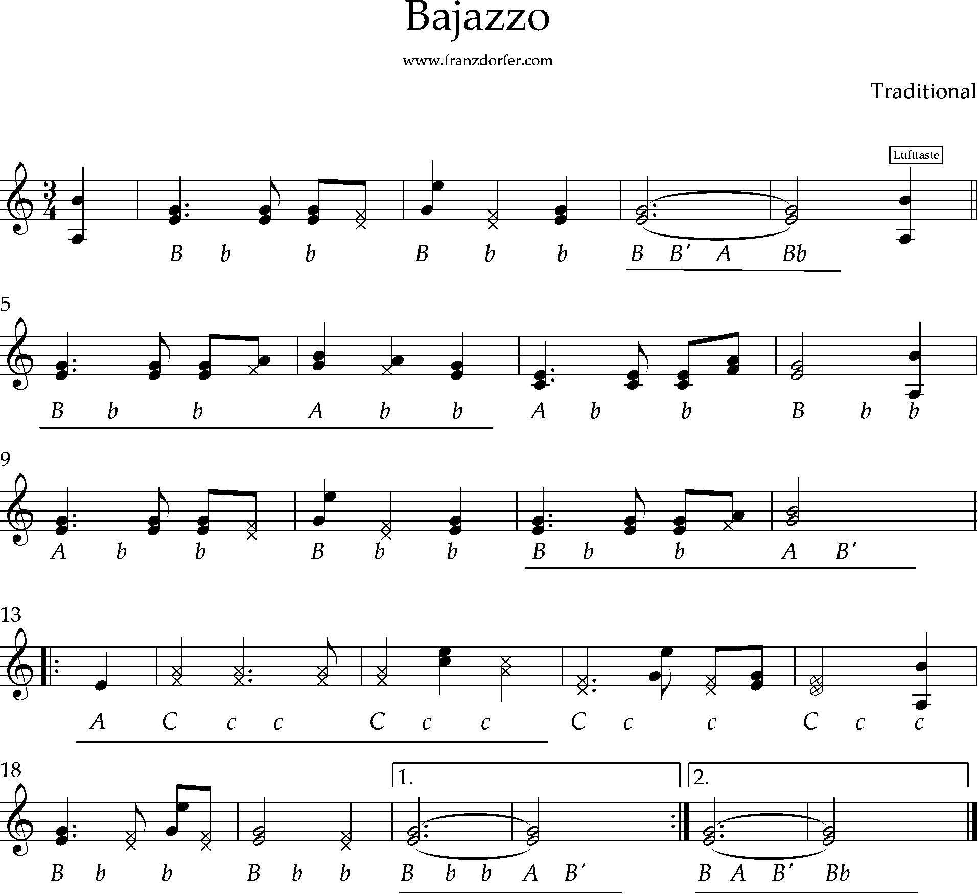 Steirische Lernen, Bajazzo, Griffschrift
