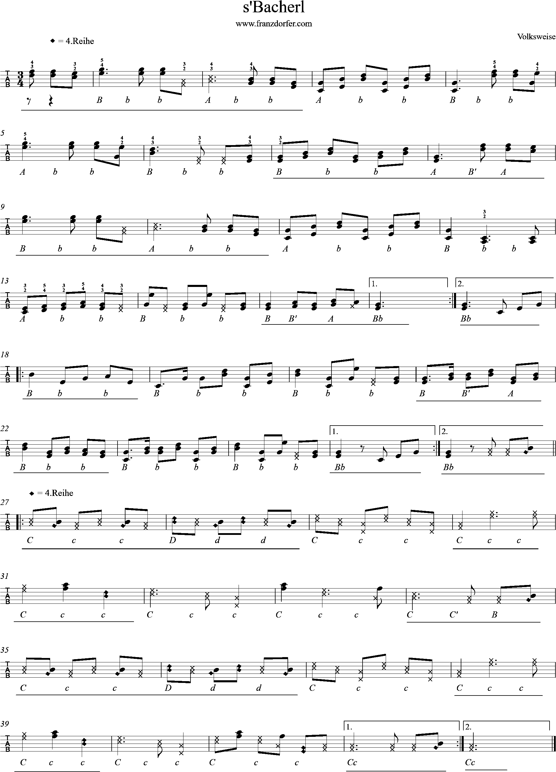 Staader Landler- Am Bacherl - Griffschrift