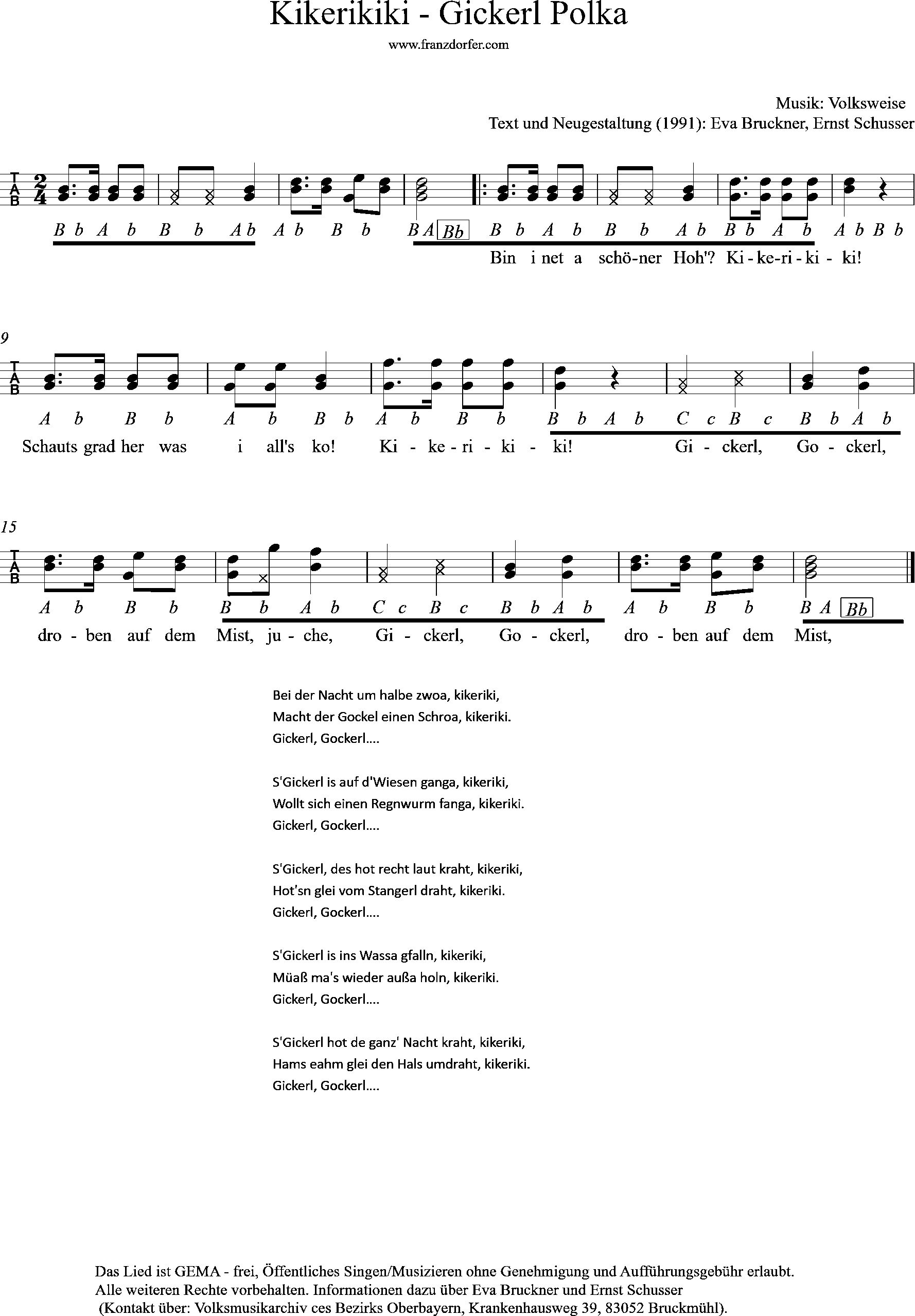 Ziachnoten , Kikerikiki