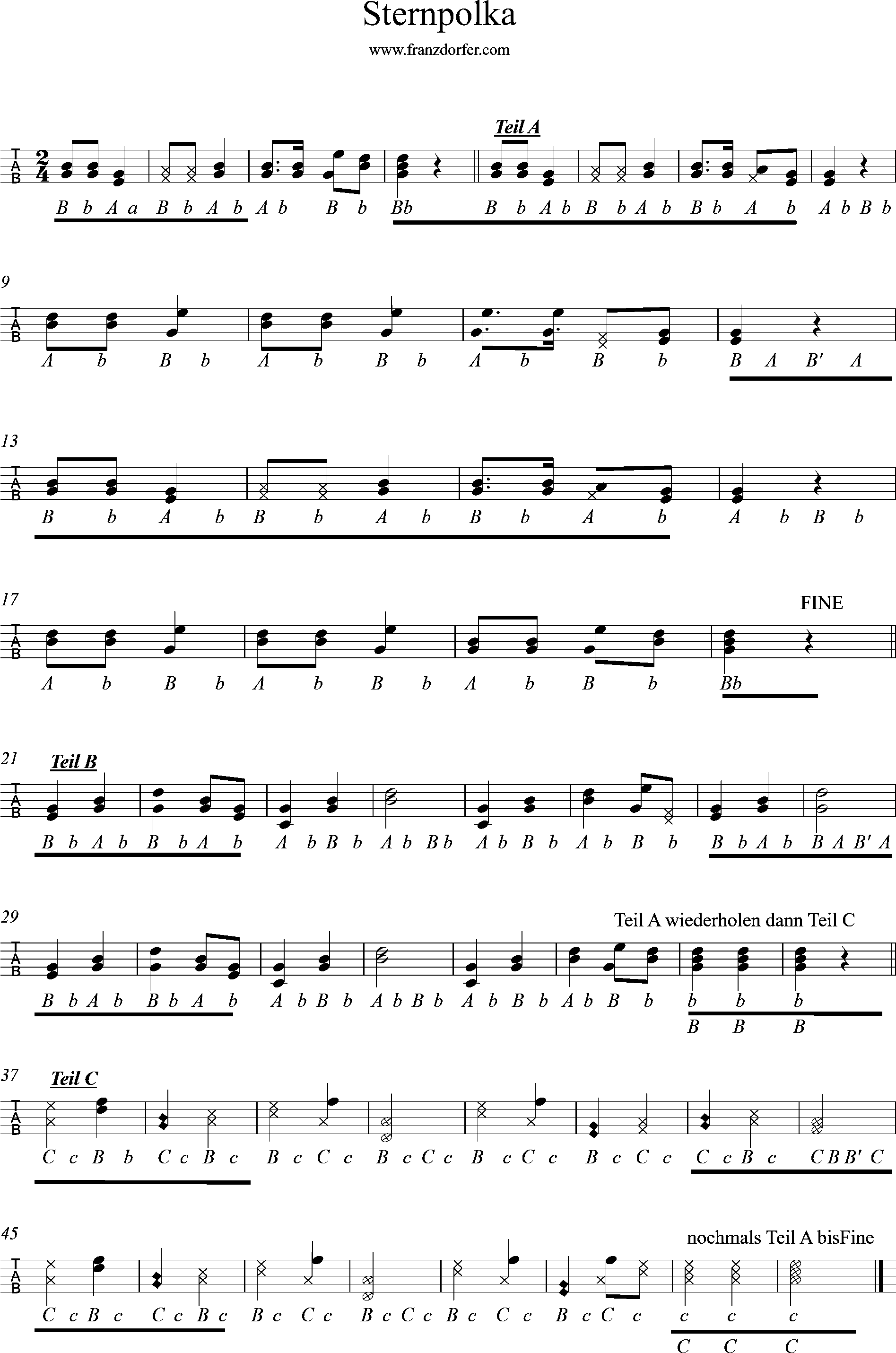 Ziach lernen-griffschrift - Sternpolka