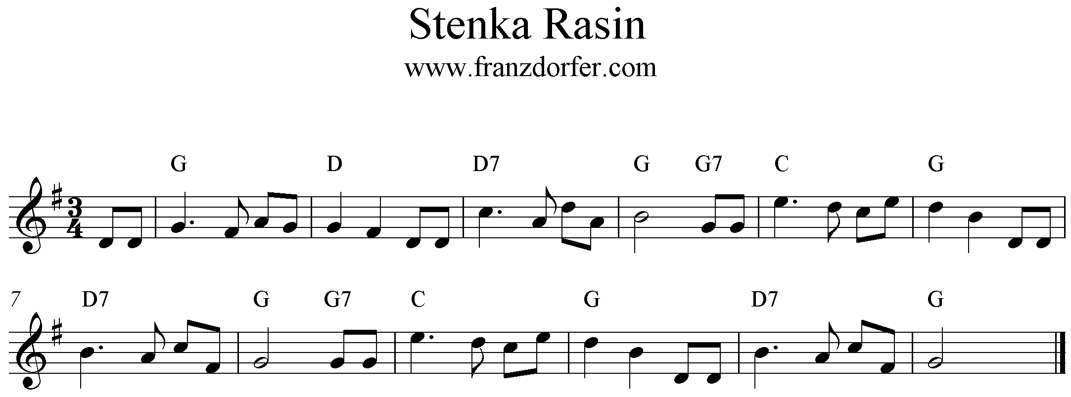 Noten Stenka Rasin