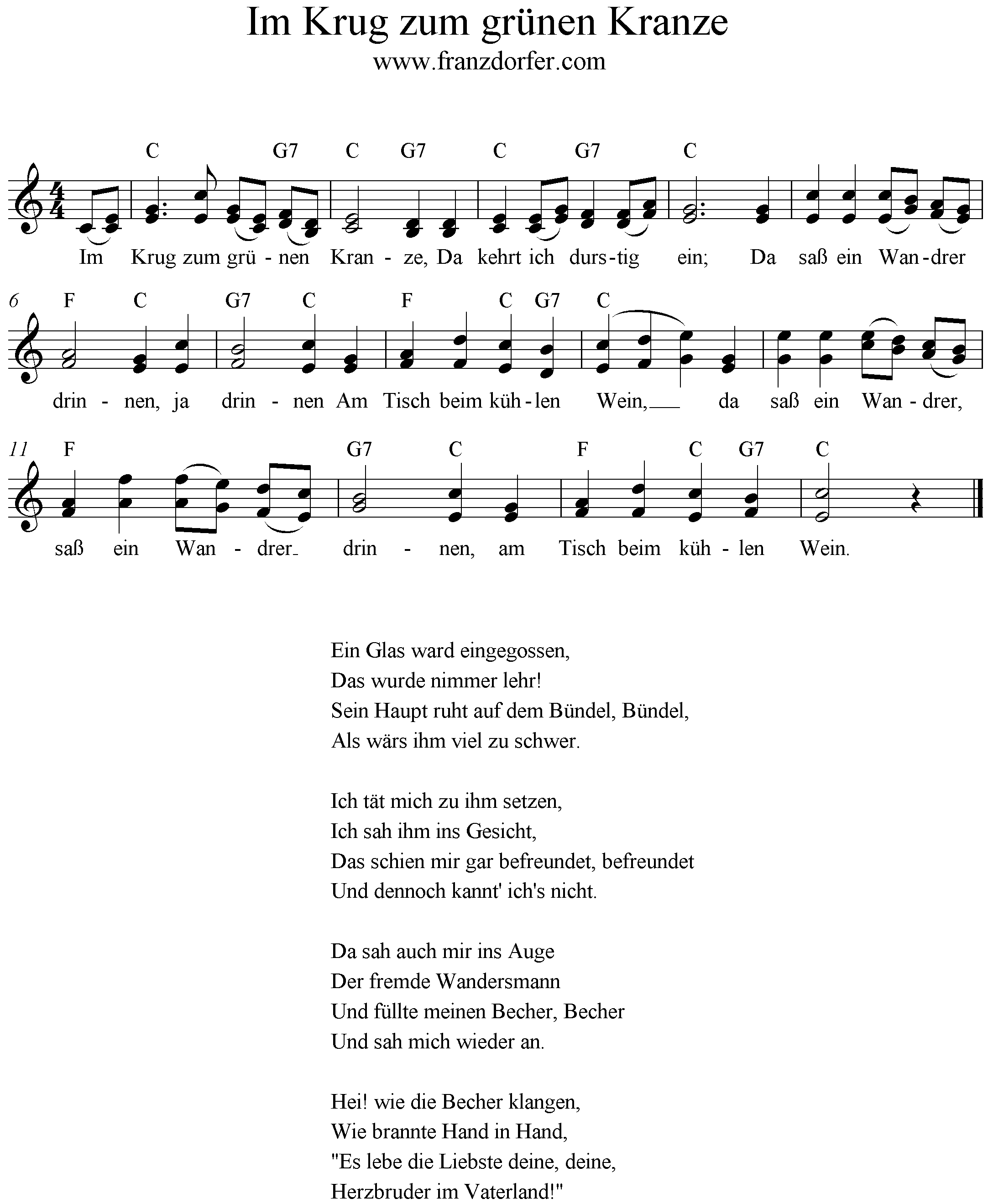 Noten Im Krug zum grünen Kranze