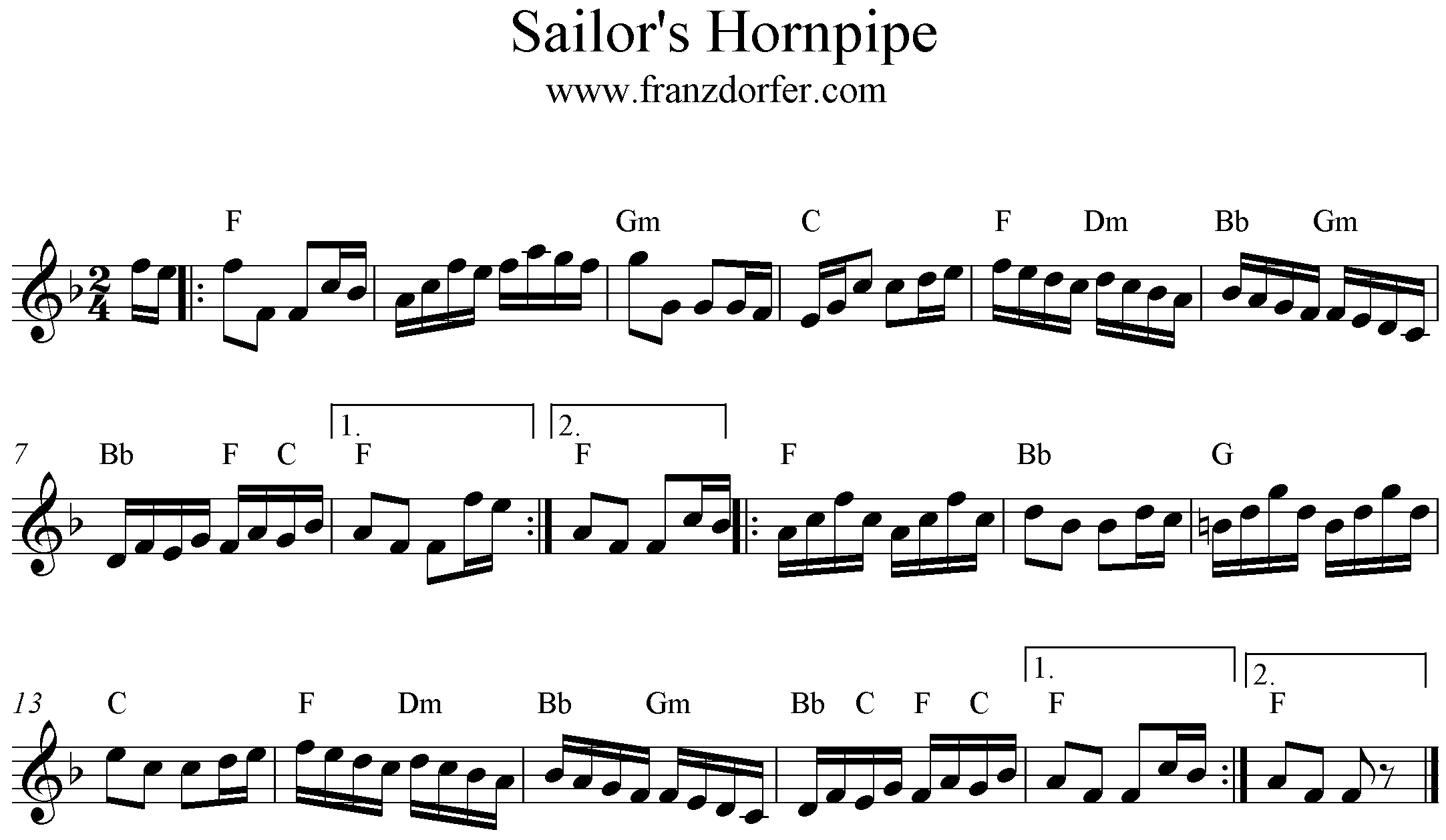 freesheet music Sailors Hornpipe