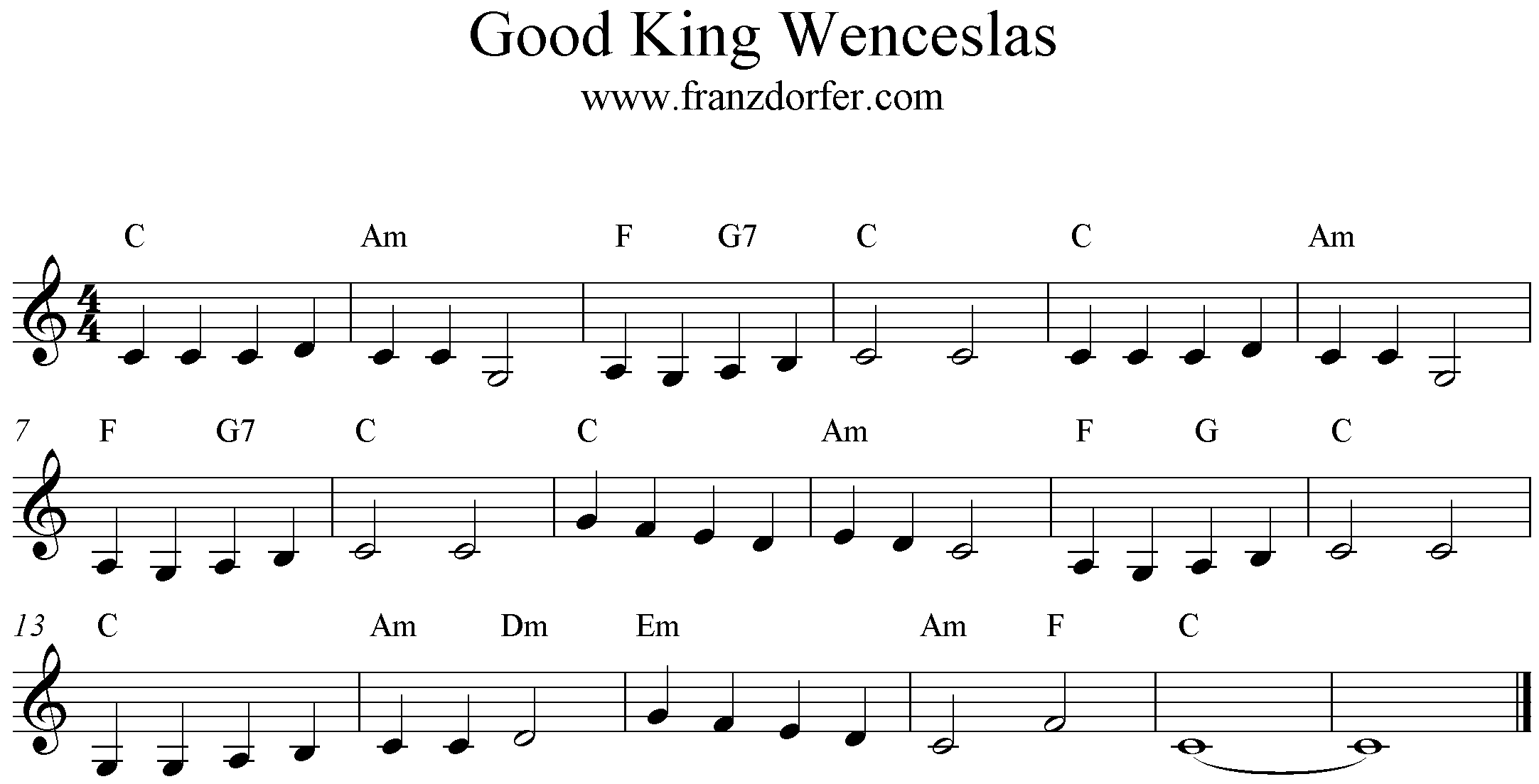 C-Major, Sheetmusic, Good King Wenceslas