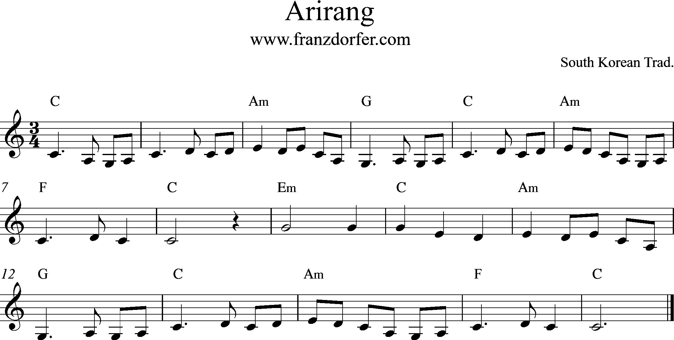 sheetmusic Arirang - C1