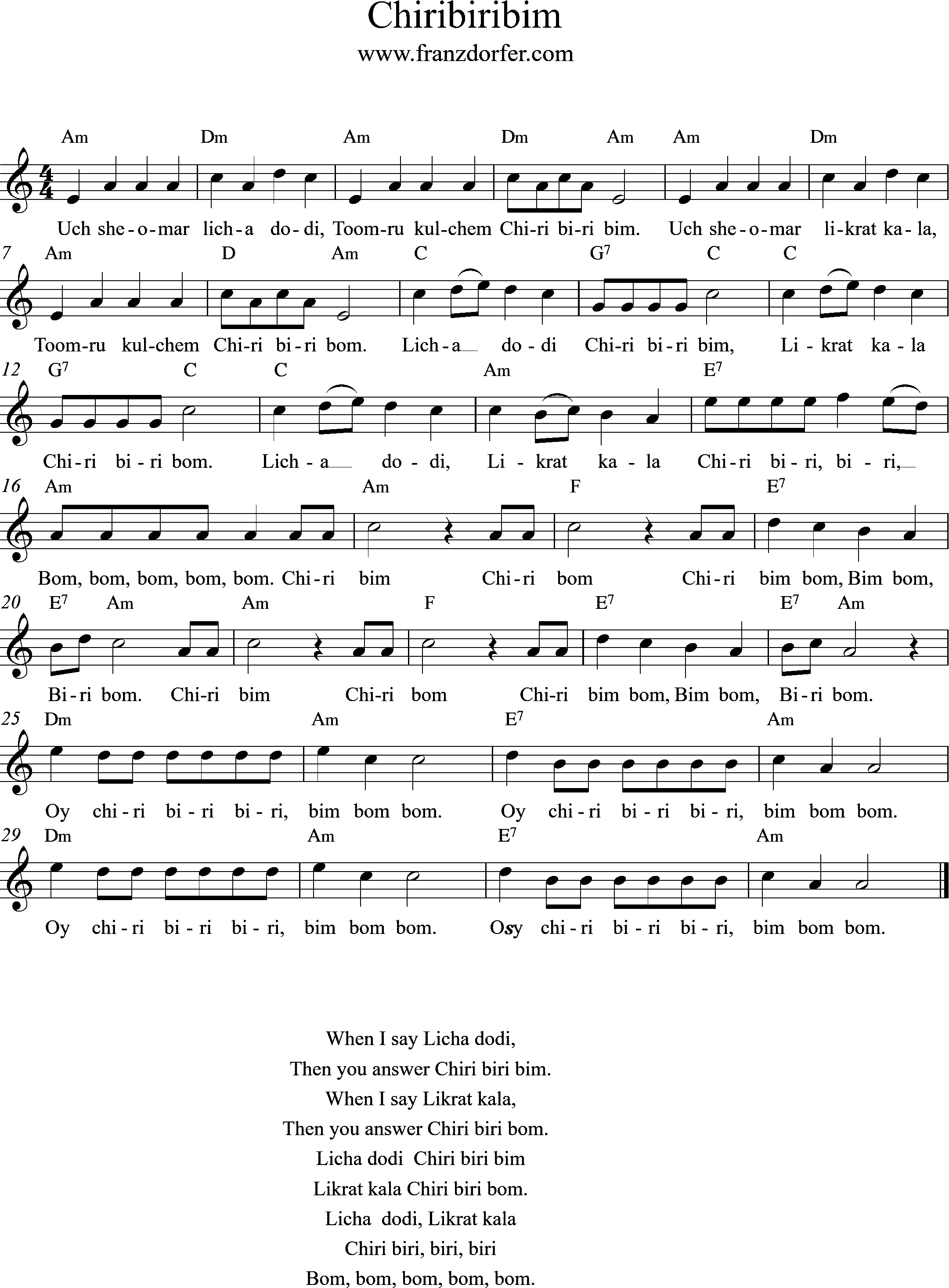 freesheetmusic Chiribiribim