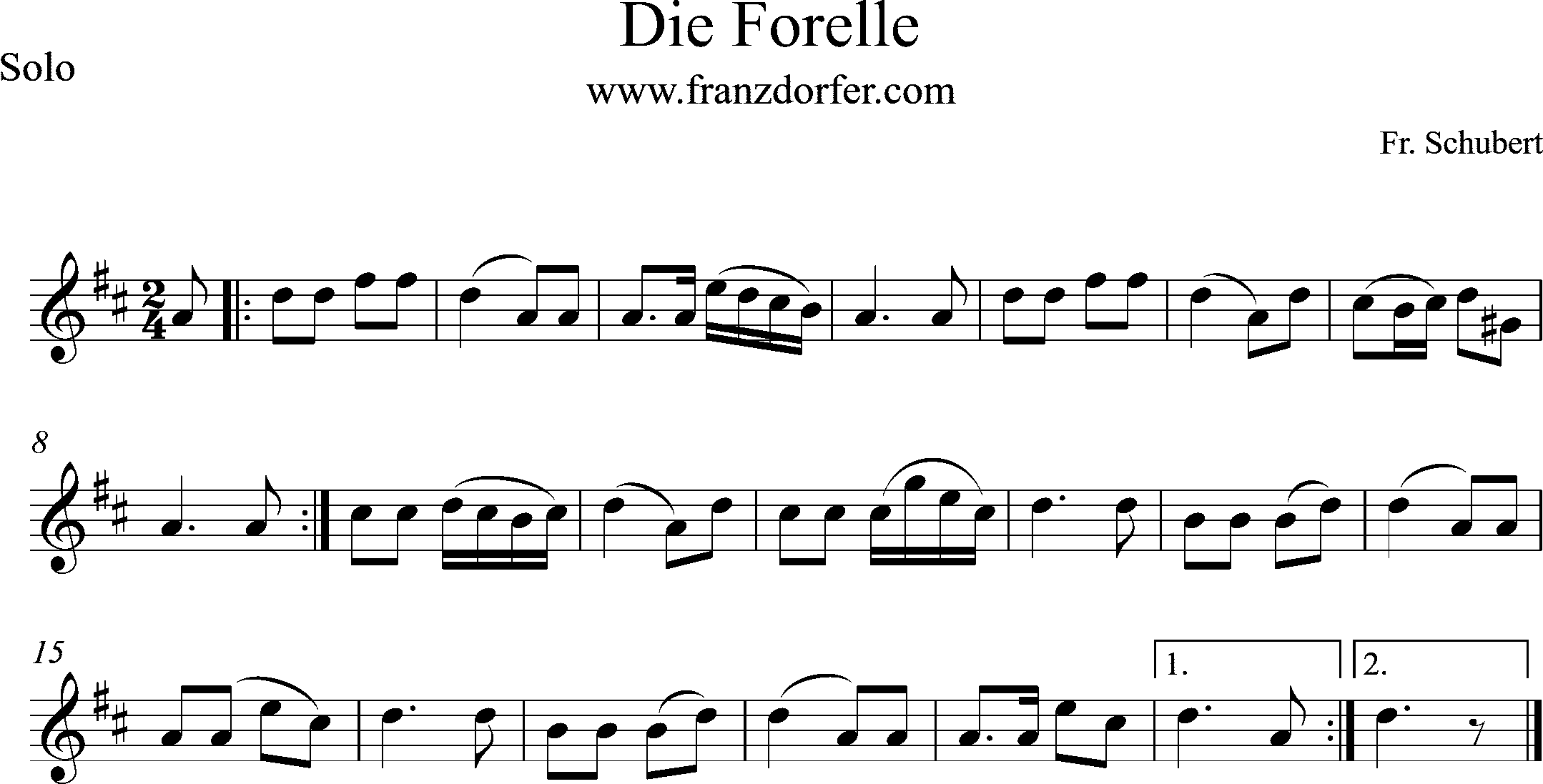 Klarinettennoten- Die Forelle