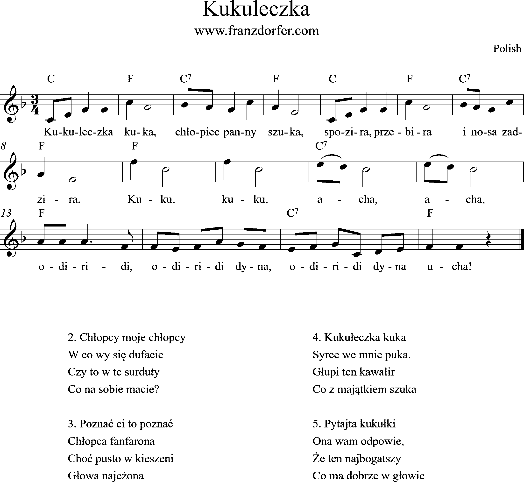 sheetmusic Kukuleczka