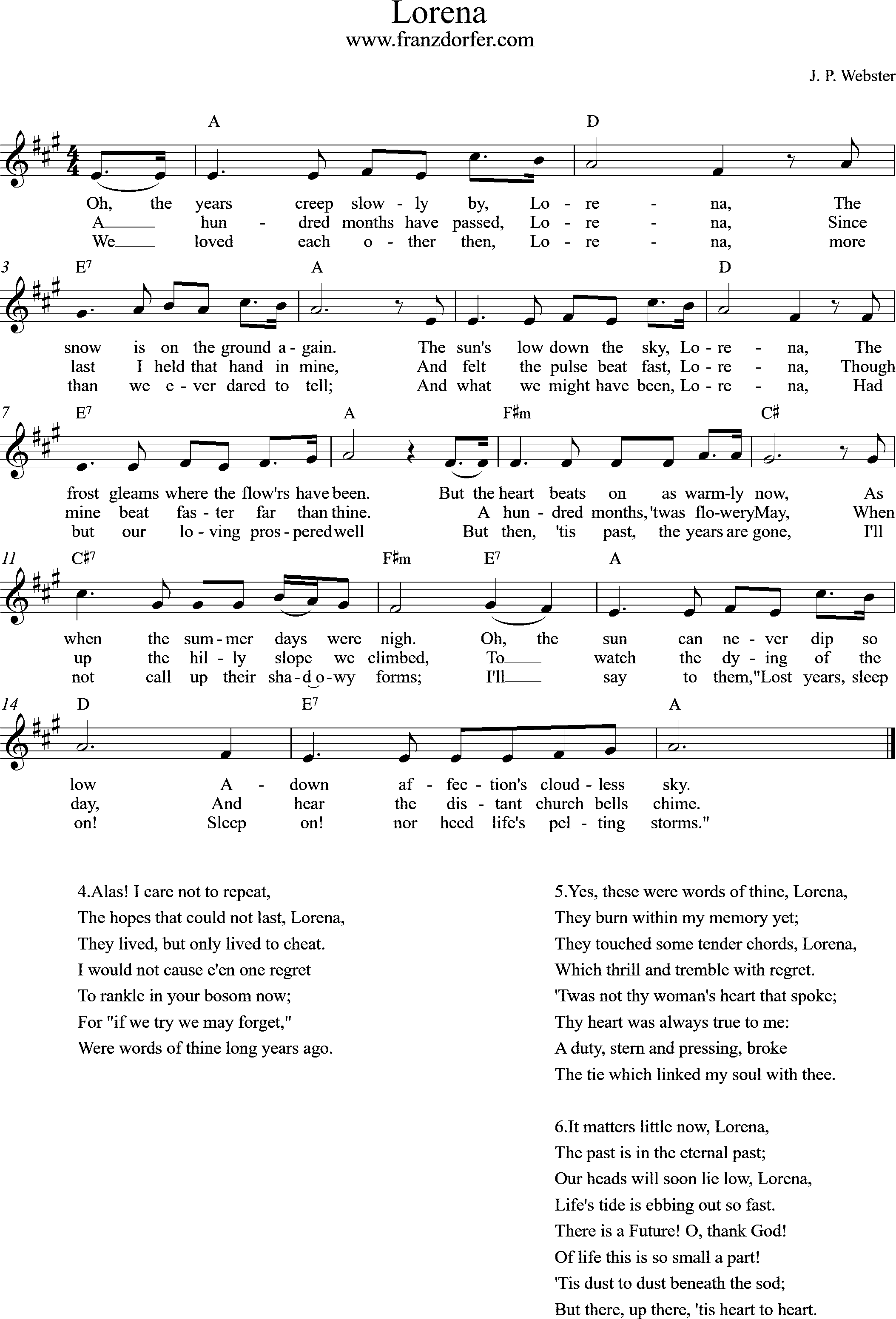 Leadsheet, Lorena, A-Major