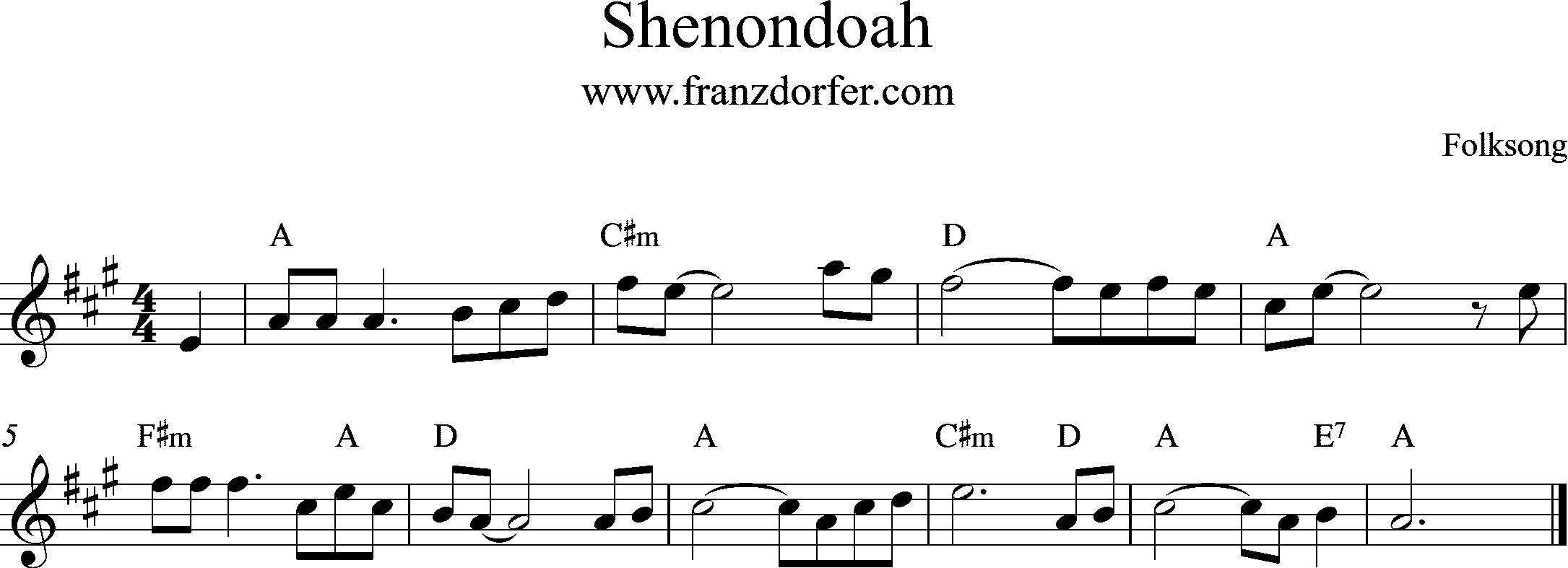 sheetmusic Shenondoah