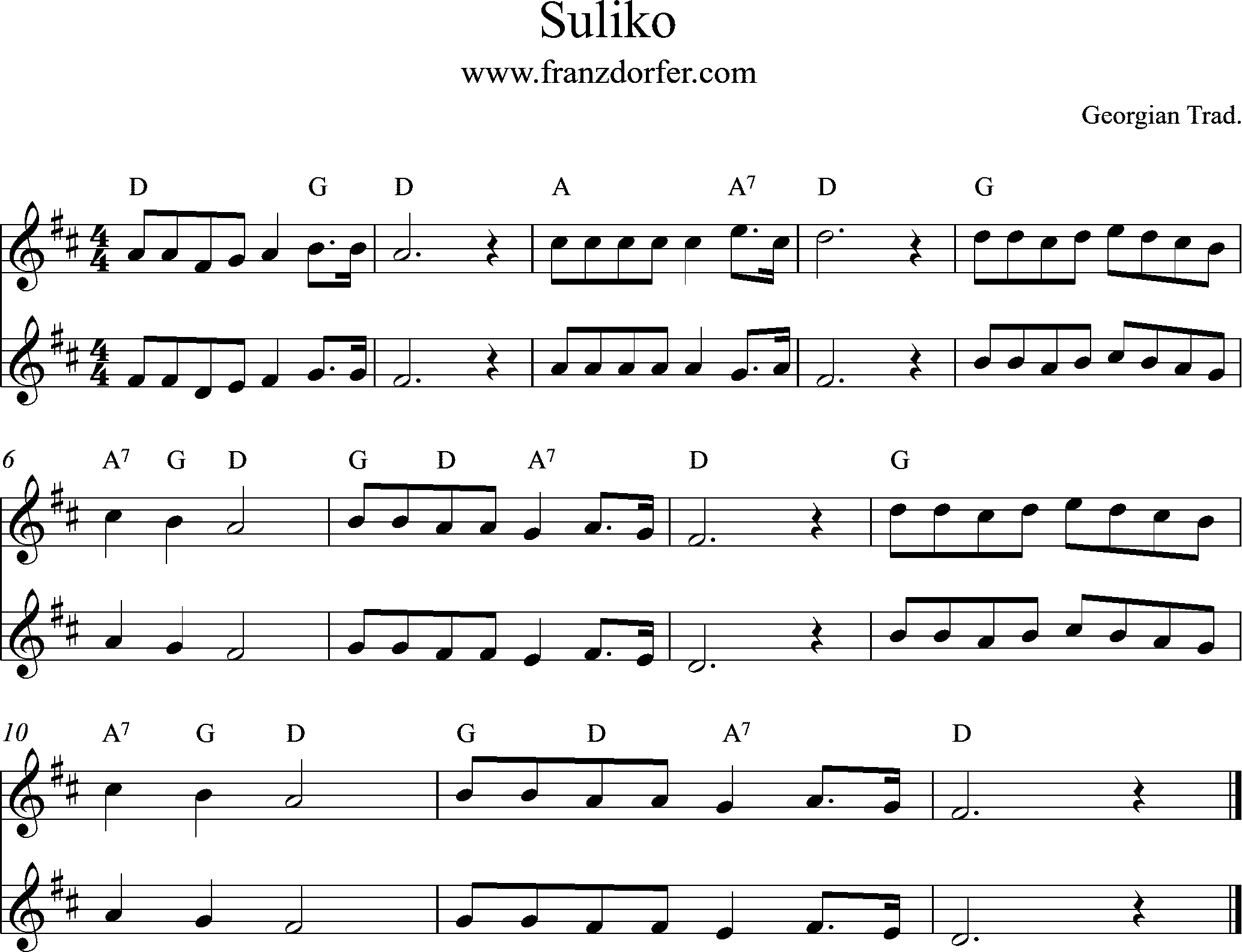 Suliko, sheetmusic, Duo