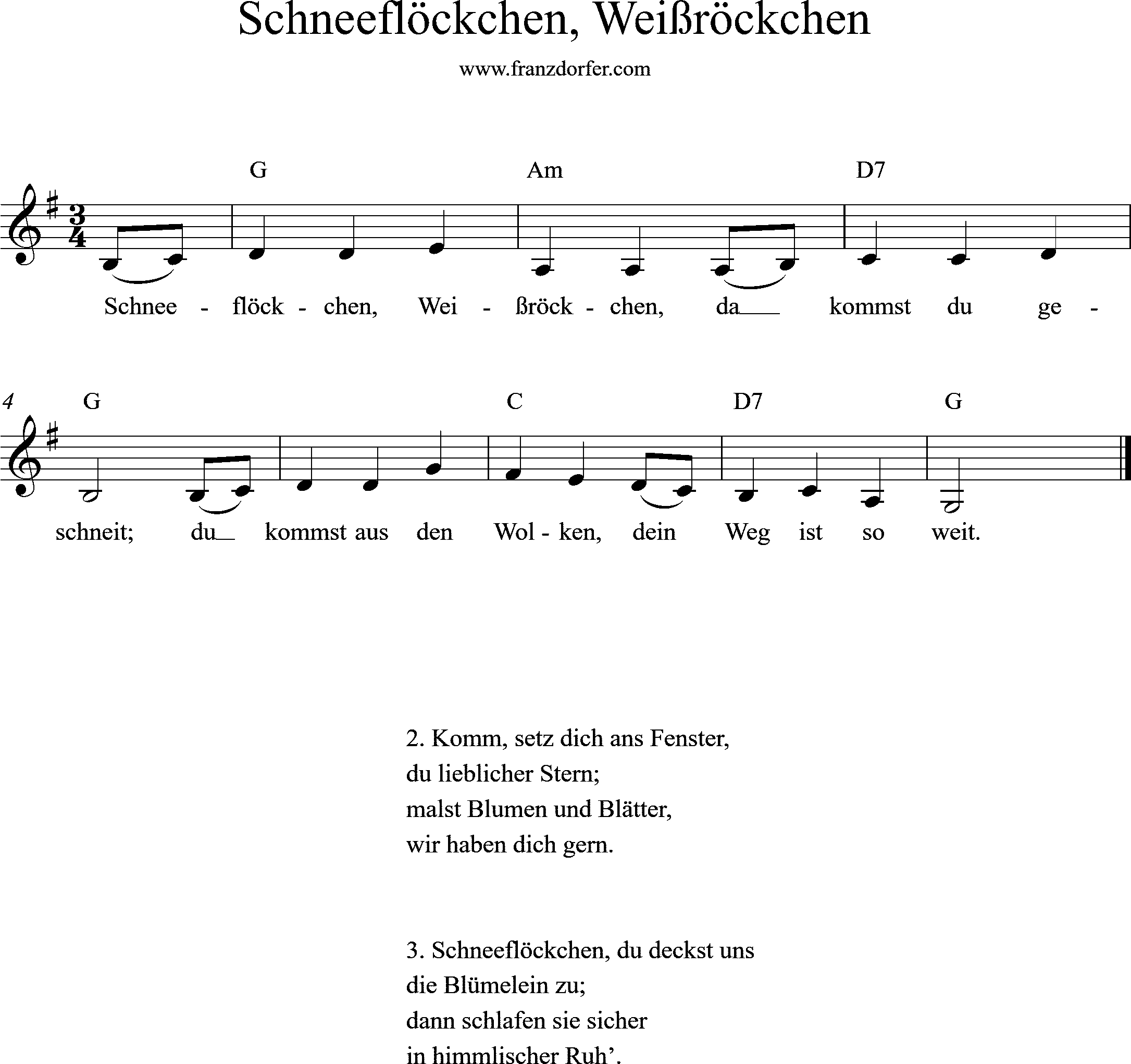 Geige, Violine, G-Dur, Schneeflöckchen
