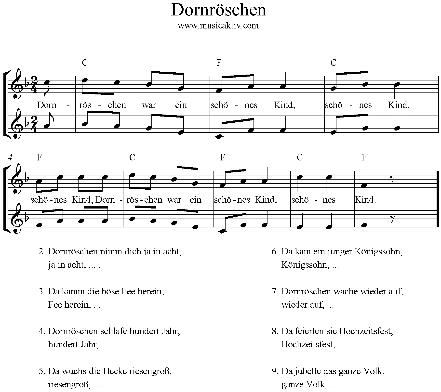 Noten Dornröschen