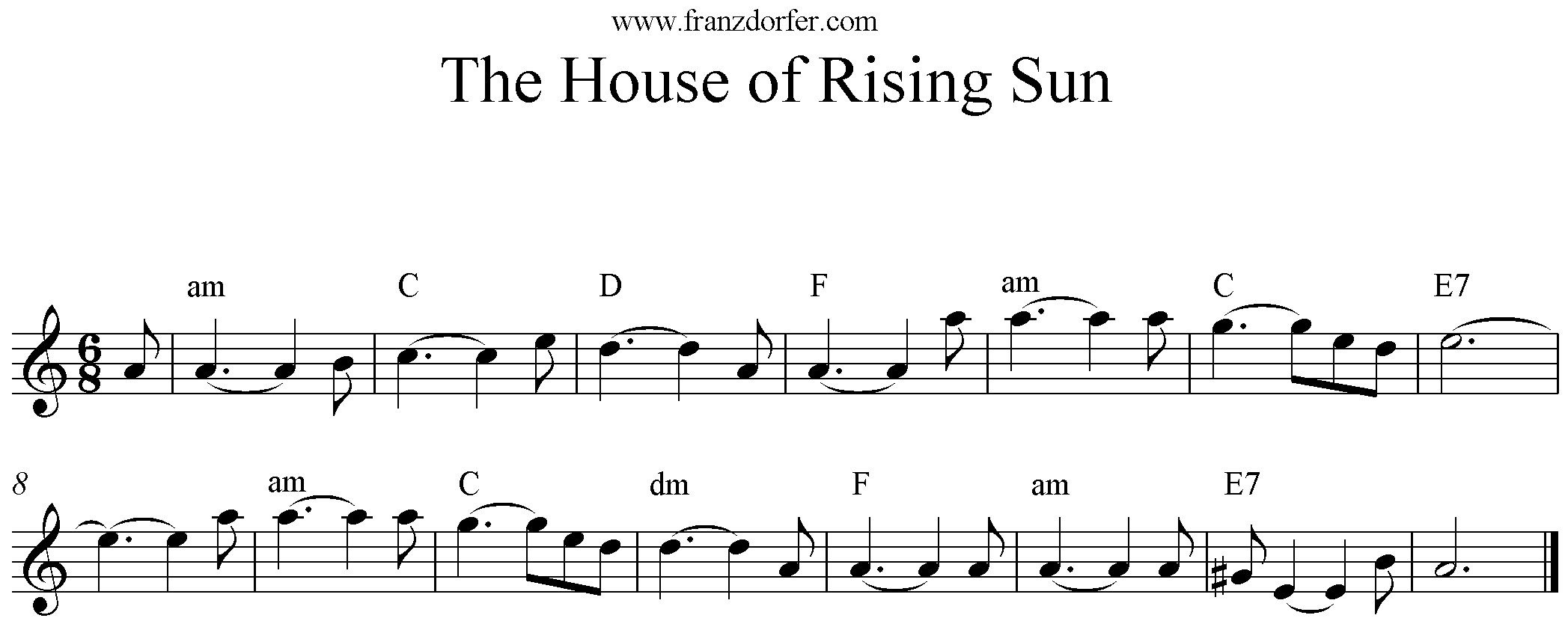 Animals house of rising sun аккорды